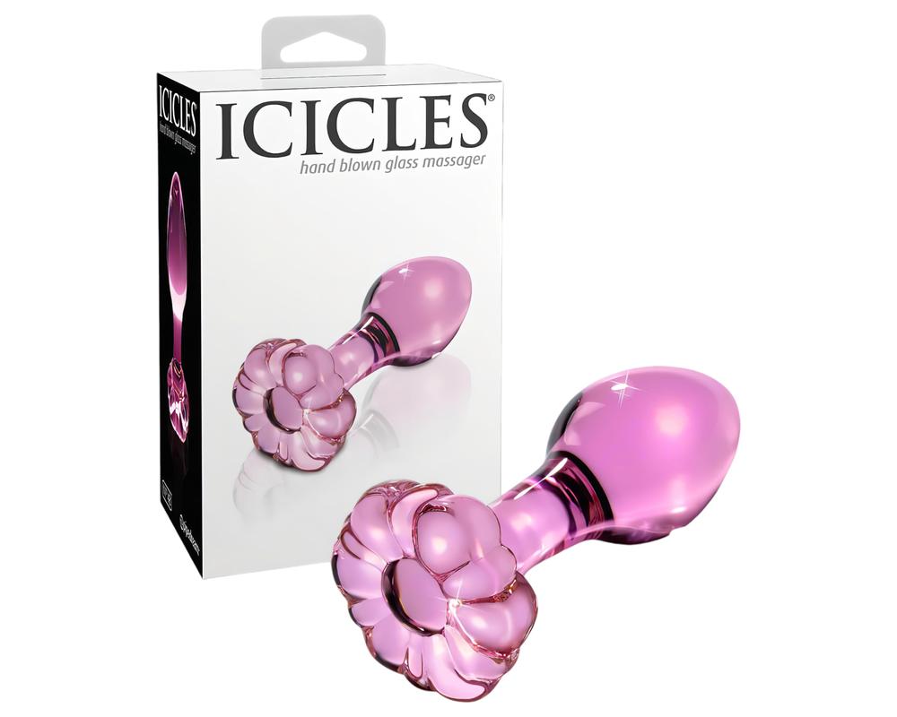  Icicles No. 48 - virágos üveg anál kúp (pink) akciós termékkép 1