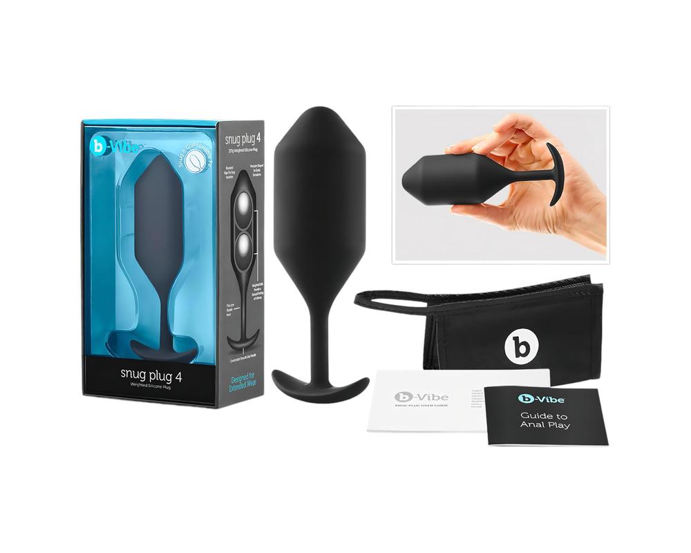  b-vibe Snug Plug 4 - dupla golyós anál dildó (257g) - fekete akciós termékkép 1