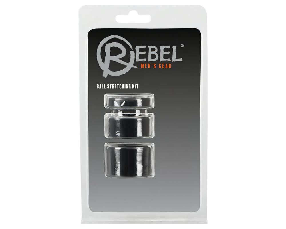  Rebel Ball - pénisz-, heregyűrű és nyújtó szett - (fekete) akciós termékkép 1