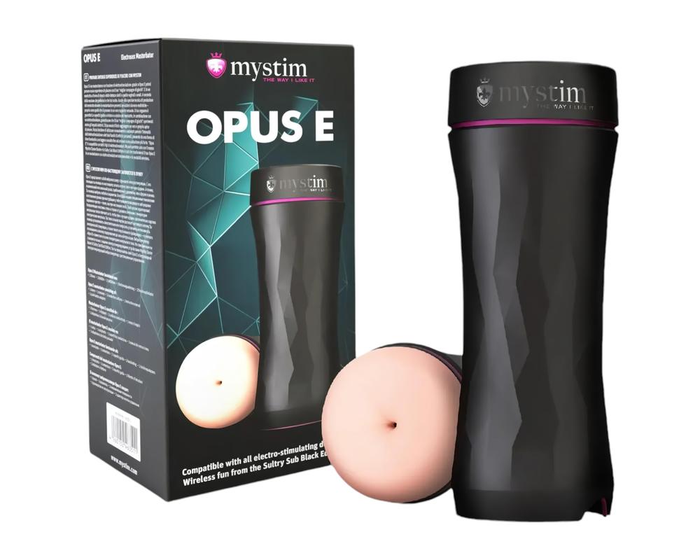  mystim Opus E Anus - elektro műpopó maszturbátor (natúr-fekete) akciós termékkép 1