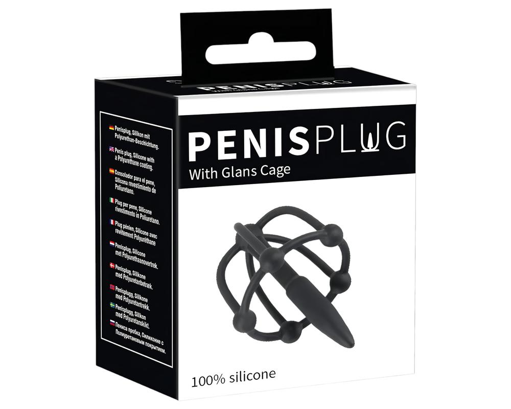  Penisplug - szilikon makk ketrec húgycsőkúppal (fekete) akciós termékkép 1