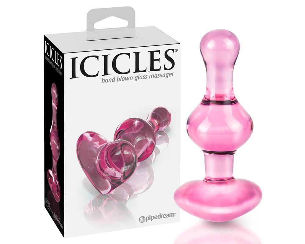  Icicles No. 75 - szíves, üveg anál dildó (pink) akciós termékkép 1