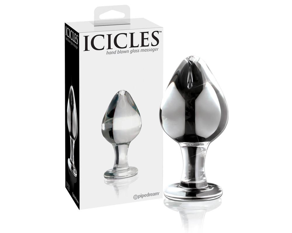  Icicles No. 25 - kúpos, üveg anál dildó (áttetsző) akciós termékkép 1