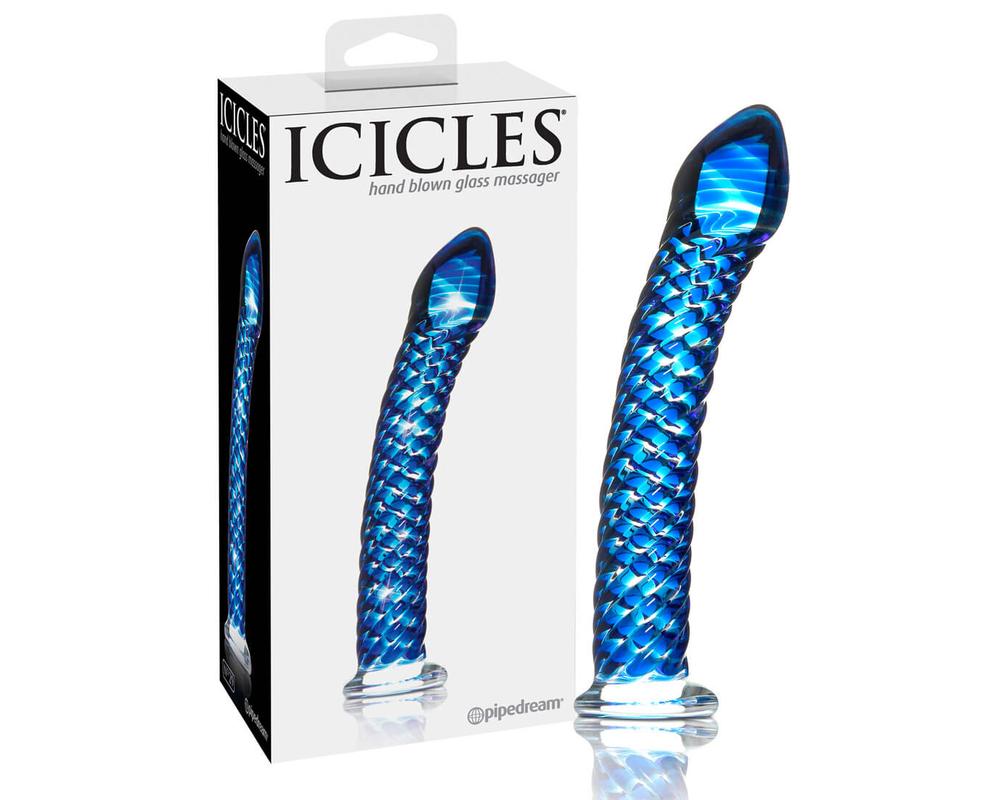  Icicles No. 29 - spirális, péniszes üveg dildó (kék) akciós termékkép 1