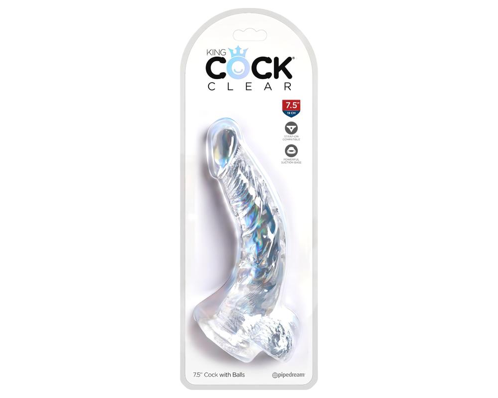  King Cock Clear 7,5 - tapadótalpas, herés dildó (19cm) akciós termékkép 1