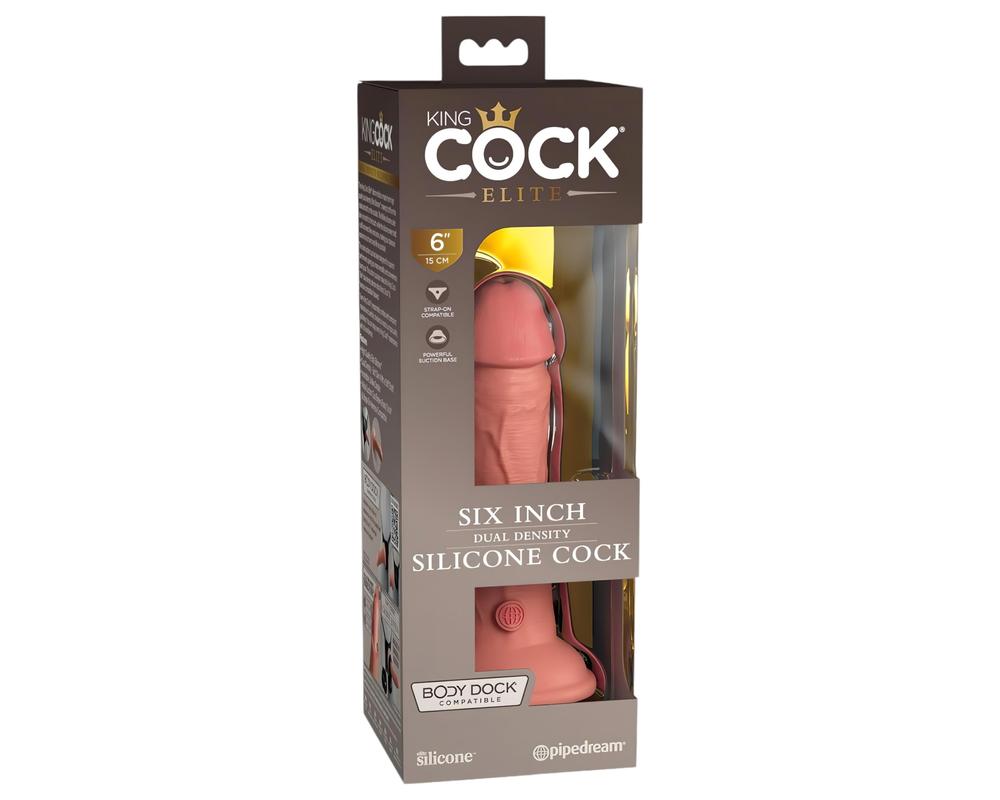 King Cock Elite 6 - tapadótalpas, élethű dildó (15cm) - natúr