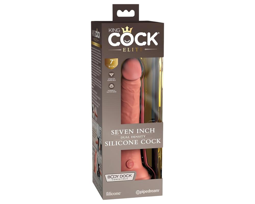 King Cock Elite 7- tapadótalpas, élethű dildó (18cm) - natúr