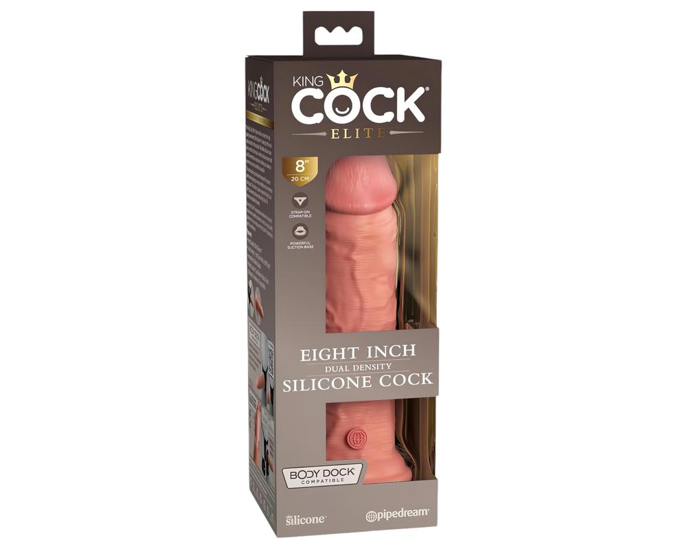 King Cock Elite 8 - tapadótalpas, élethű dildó (20cm) - natúr