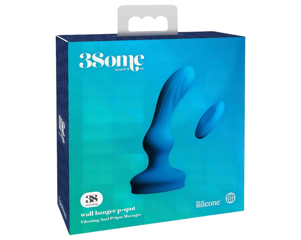 3Some wall banger P-Spot - akkus, rádiós prosztata vibrátor (kék)