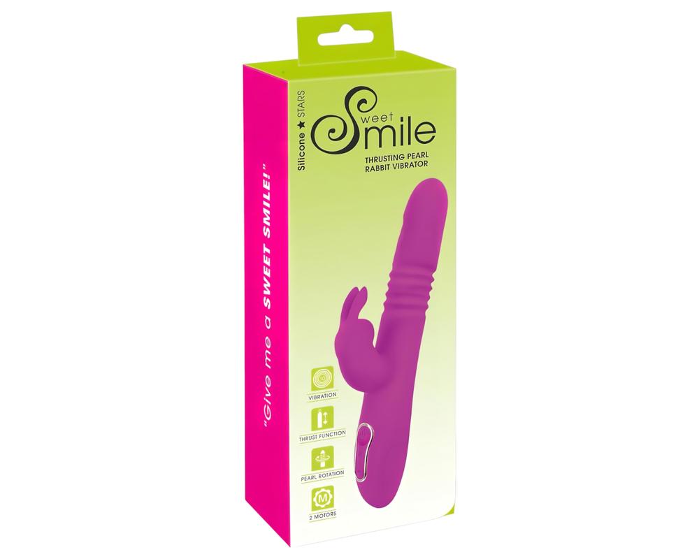  SMILE Rabbit - akkus, csiklókaros lökő-forgó vibrátor (pink) akciós termékkép 1