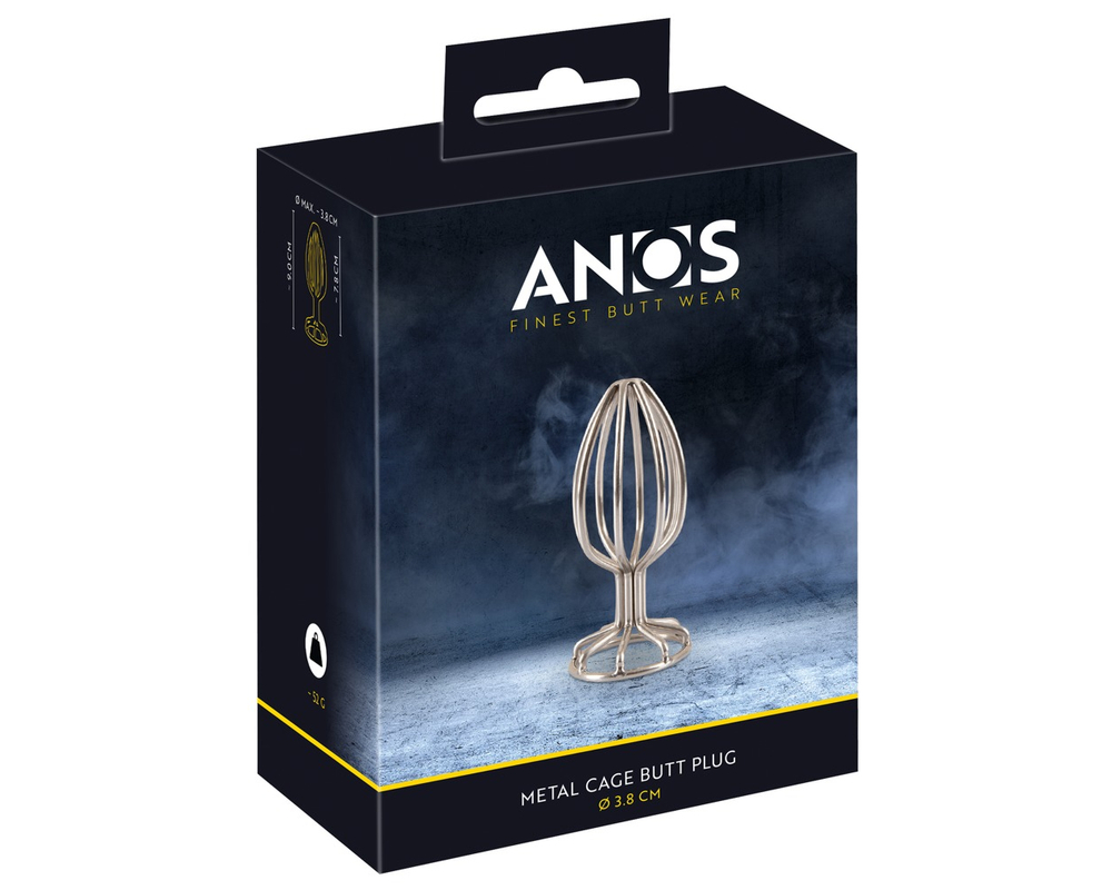 ANOS Metal (3,8cm) - fémkalitkás anál dildó (ezüst)