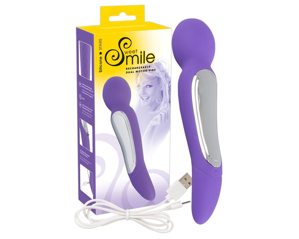  SMILE Wand - Dupla motoros masszírozó vibrátor (lila) akciós termékkép 1