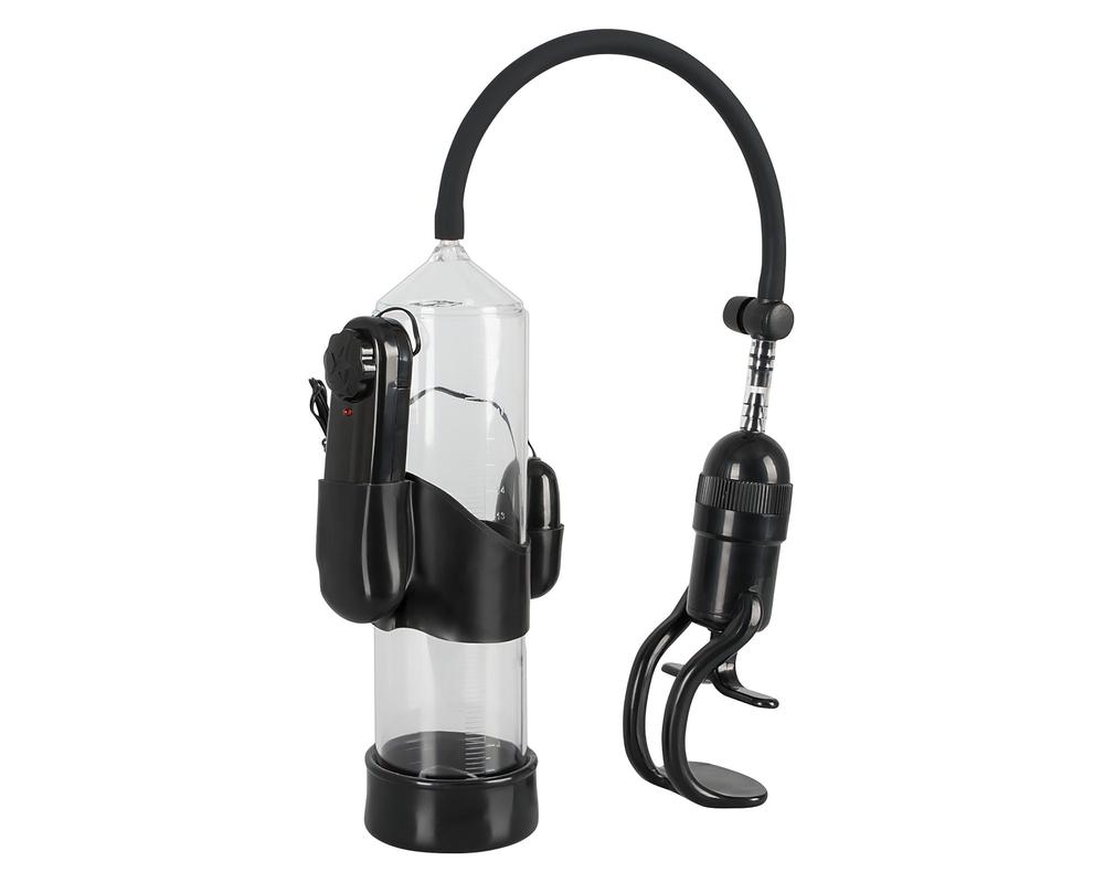  Mister Boner Vibrating - vibrációs péniszpumpa (áttetsző-fekete) akciós termékkép 1