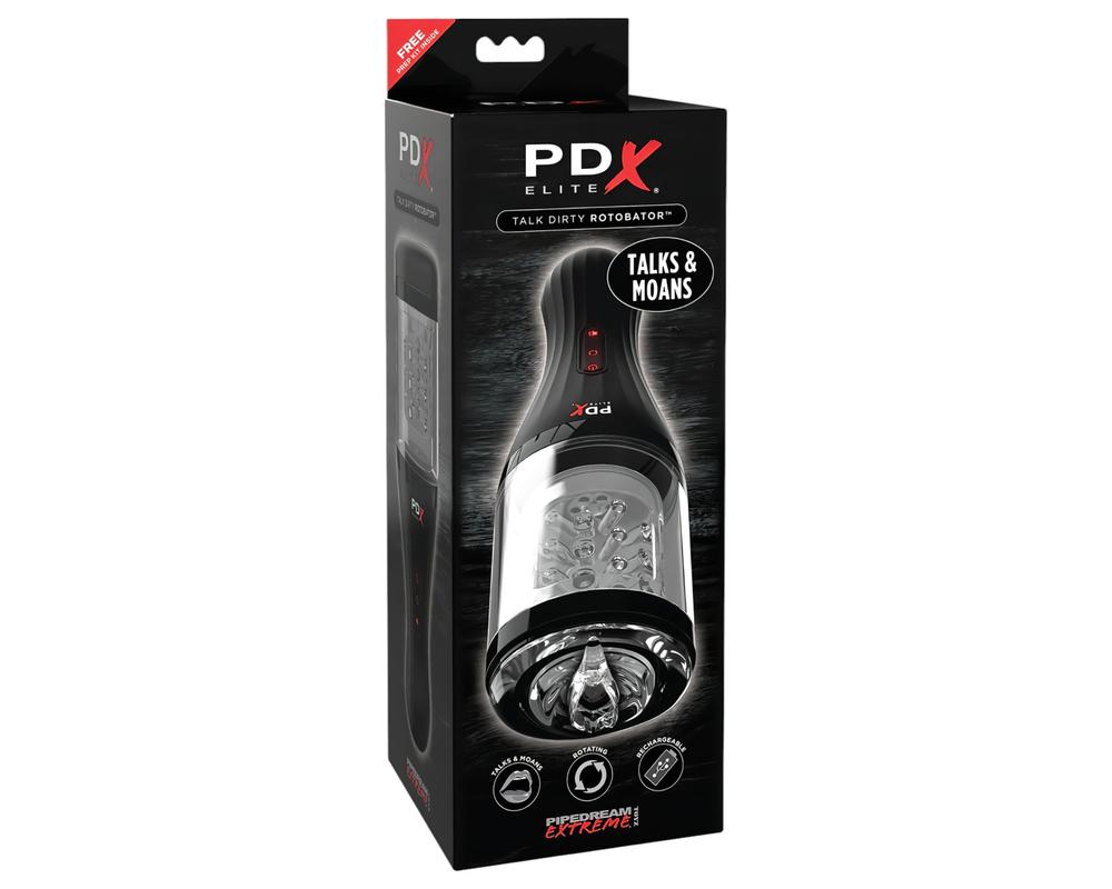  PDX Elite Rotobator - nyögő, forgó műpunci (áttetsző-fekete) akciós termékkép 1