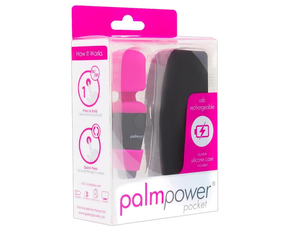  PalmPower Pocket Wand - mini masszírozó vibrátor (pink-fekete) akciós termékkép 1