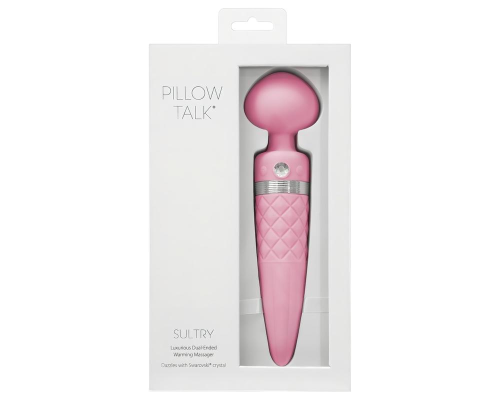 Pillow Talk Sultry - melegítős, dupla motoros masszírozó vibrátor (pink)