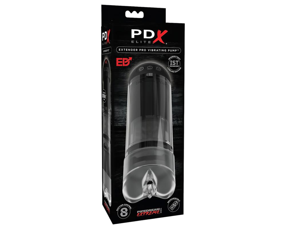  PDX Elite Extender Pro - akkus szívó-rezgő műpunci (fekete) akciós termékkép 1