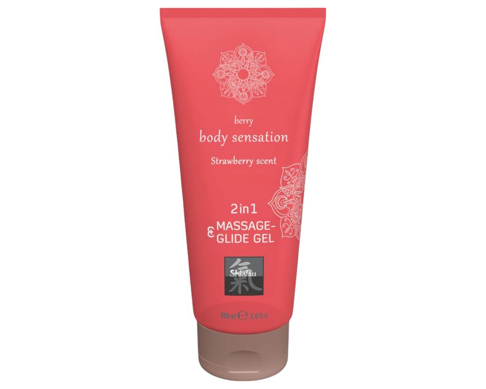  Shiatsu 2in1 Strawberry scent - masszázs síkosító - eper (200ml) akciós termékkép 1