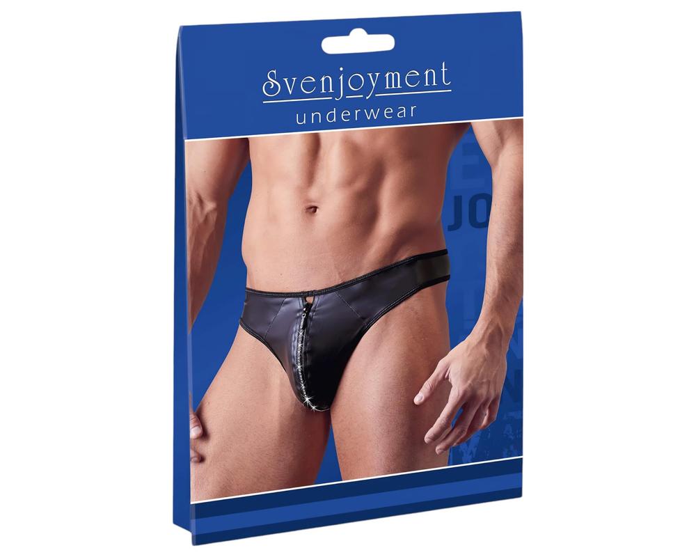  Svenjoyment - fényes férfi tanga strasszos cipzárral (fekete) akciós termékkép 1