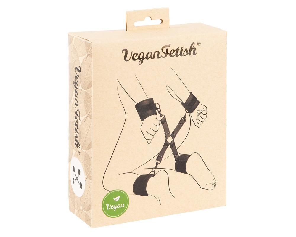 Vegan Fetish - keresztpántos csukló- és bokabilincs szett (fekete)