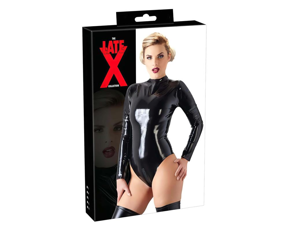 LATEX - hosszúujjú női body (fekete) akciós termékkép 1