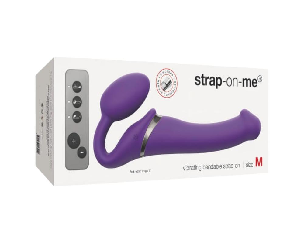 Strap-on-me M - pánt nélküli felcsatolható vibrátor - közepes (lila)