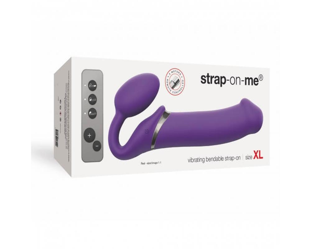 Strap-on-me XL - pánt nélküli felcsatolható vibrátor - extra nagy (lila)