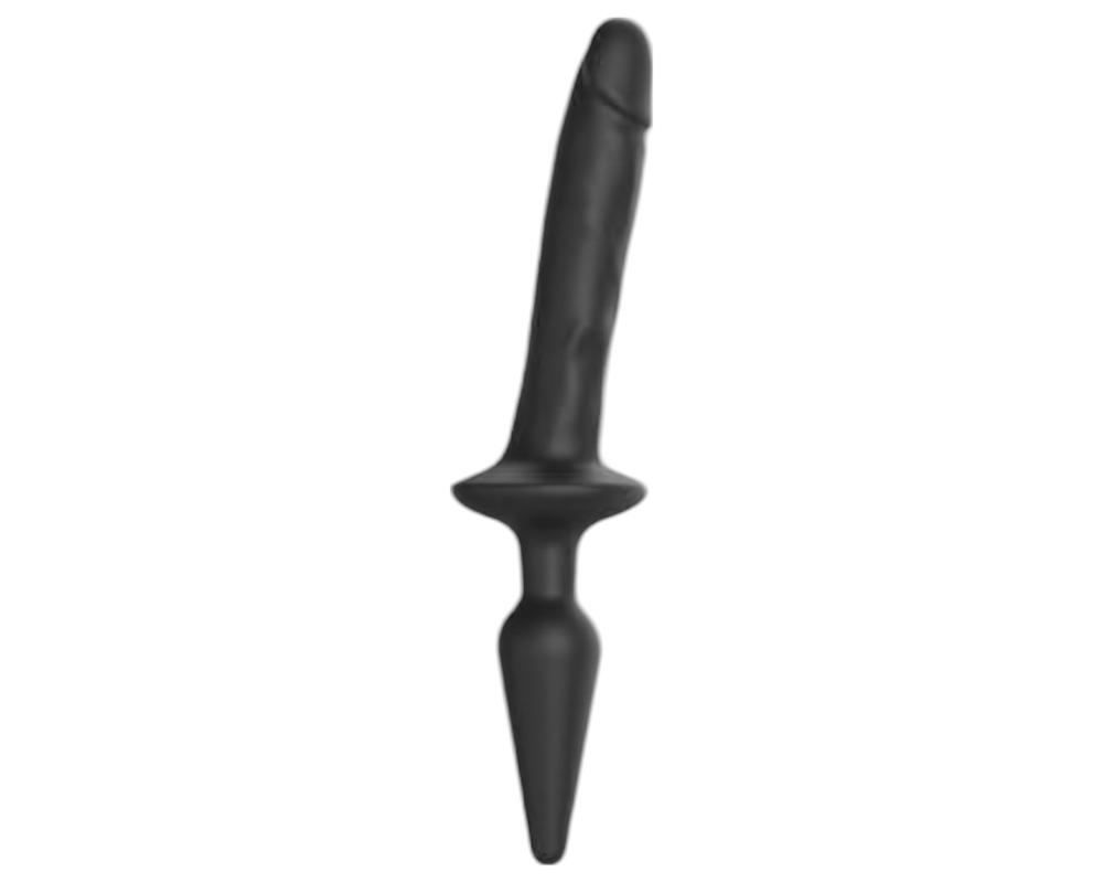  Strap-on-me Swith Realistic S - 2in1 szilikon dildó (fekete) akciós termékkép 1