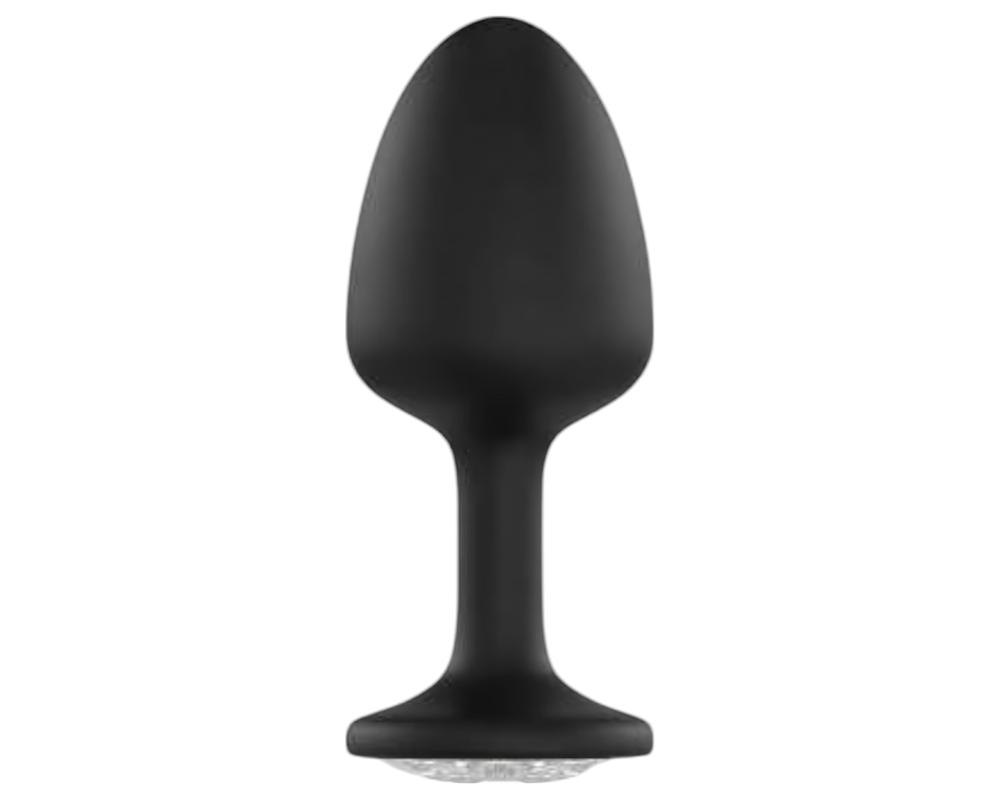  Dorcel Geisha Plug Diamond M - fehér köves anál dildó (fekete) akciós termékkép 1