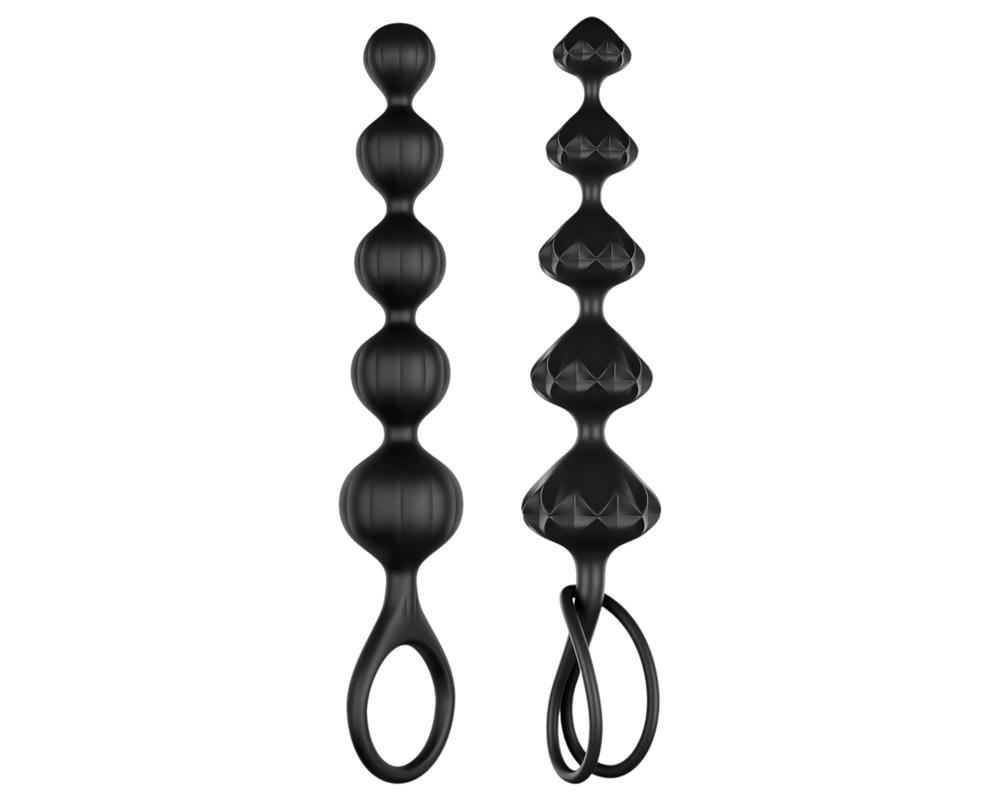 Satisfyer Love Beads - gyöngyös anál dildó szett - fekete (2 részes) akciós termékkép 1