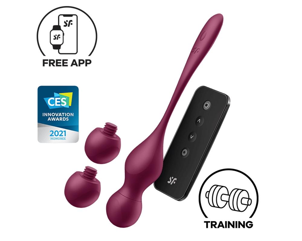 Satisfyer Love Birds Vary - okos, variálható gésagolyó (bordó) akciós termékkép 1
