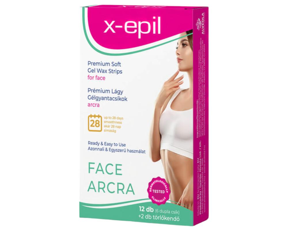  X-Epil -használatra kész prémium gélgyantacsíkok (12db) - arcra akciós termékkép 1