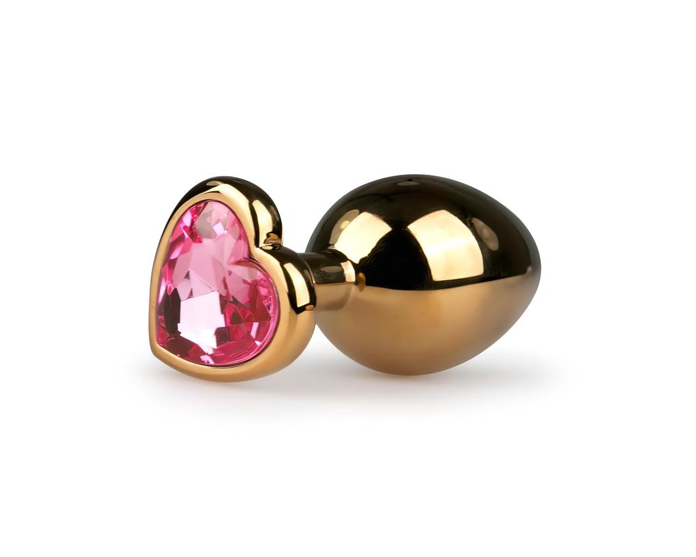  Easytoys Metal No.7 - pink köves szíves kúp anál dildó - arany (3cm) akciós termékkép 1