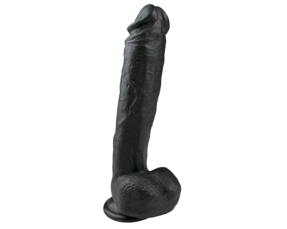 Easytoys - tapadótalpas, herés nagy dildó (26,5cm) - fekete