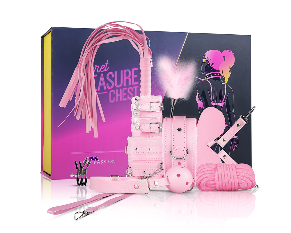 Secret Pleasure Chest - haladó BDSM készlet - 14 részes (pink)