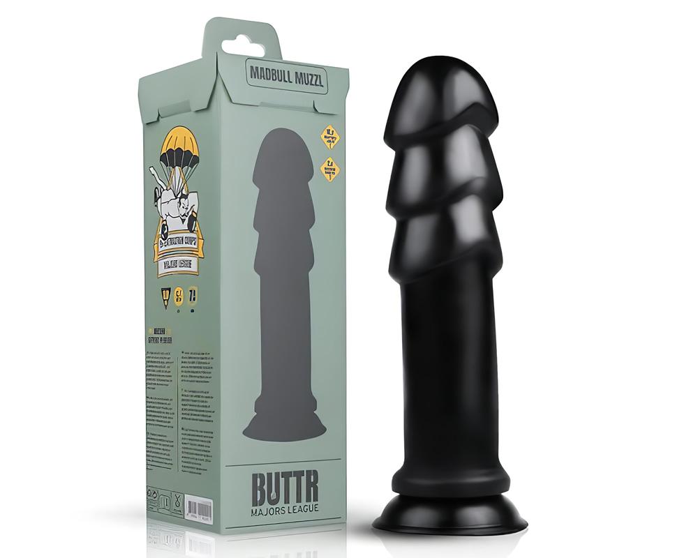  BUTTR Madbull Muzzl - tapadótalpas dildó (fekete) akciós termékkép 1