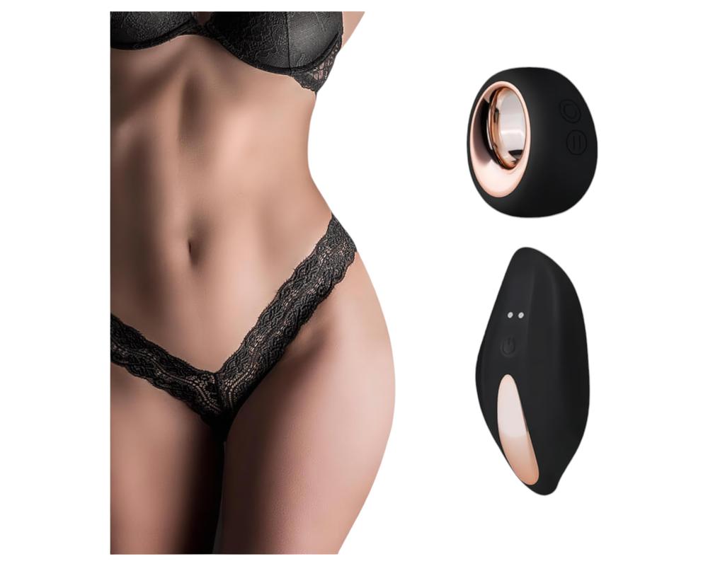 Pantyrebel - akkus, rádiós vibrációs csipke tanga - fekete (S-L)