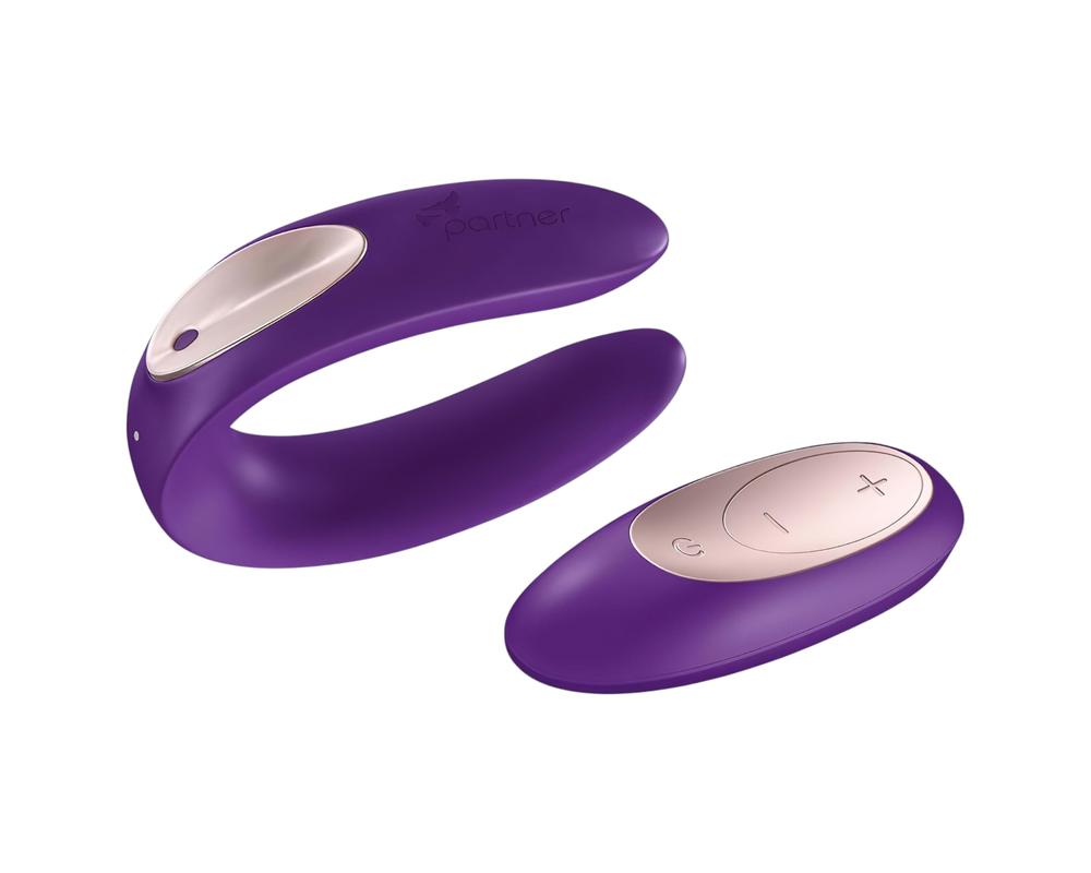  Satisfyer Double Plus Remote - rádiós, akkus párvibrátor (lila) akciós termékkép 1